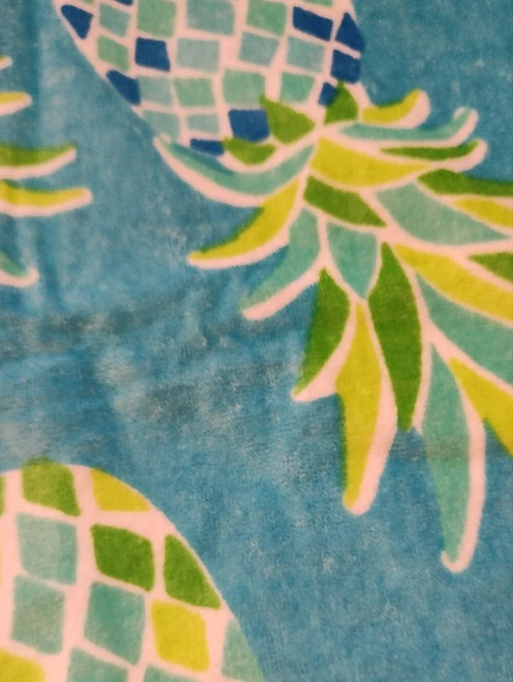 Together Multicolor Pineapple Print Blue Beach Towel